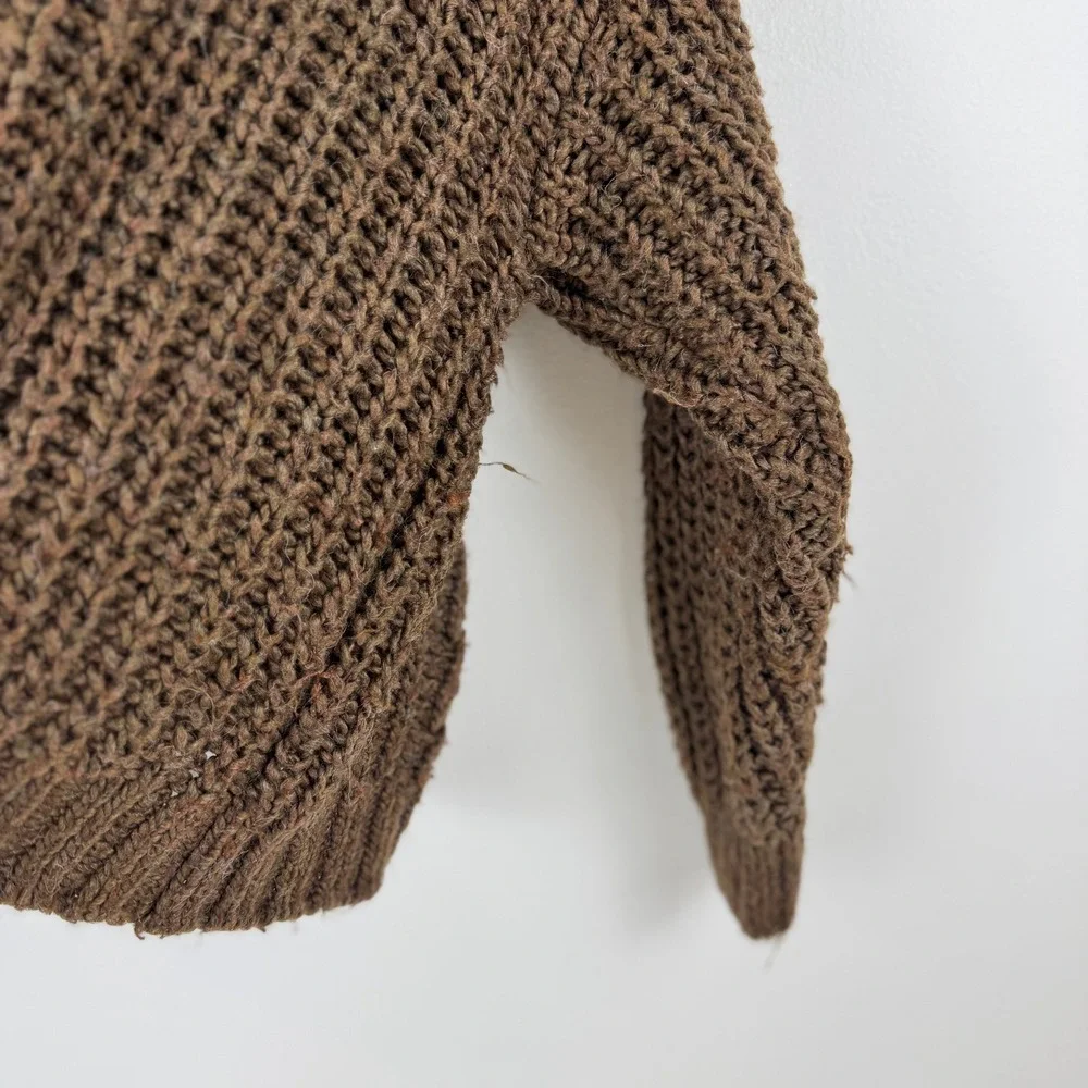 Universal Thread Chunky Brown Cable Knit Mock Neck‎ Sweater Size M Fisherman